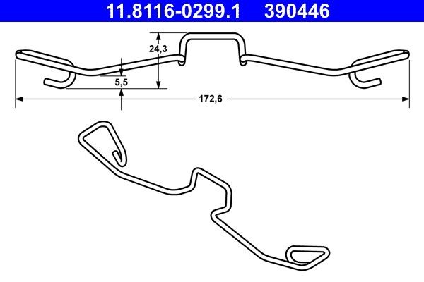 ATE Spring, brake caliper Article number: 11.8116-0299.1 cheaply