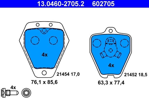 ATE Brake pad set Article number: 13.0460-2705.2 cheaply