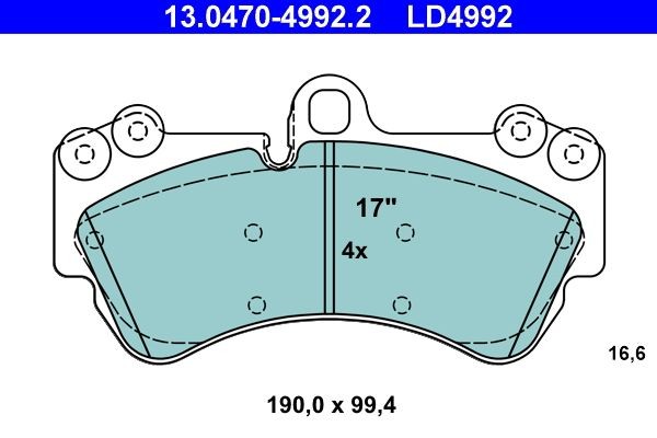ATE Brake pad set Ceramic Article number: 13.0470-4992.2 cheaply