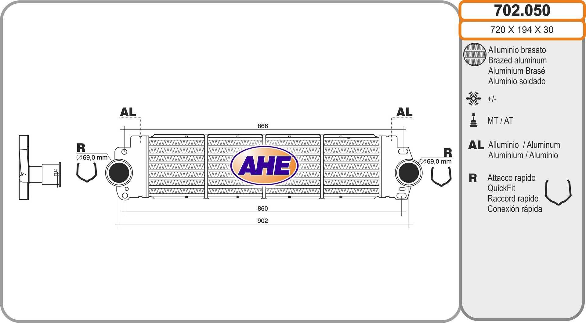 AHE Intercooler Article number: 702.050 cheaply