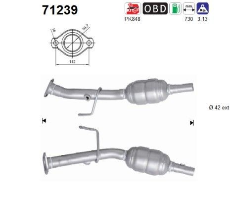 AS Catalytic converter Article number: 71239 cheaply