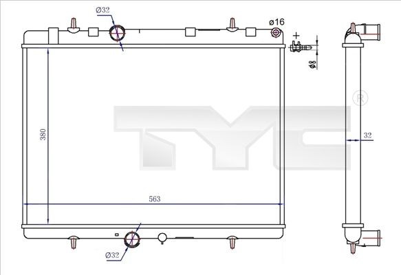 TYC Radiaator, mootorijahutus Artikli number: 726-0020-R soodsalt
