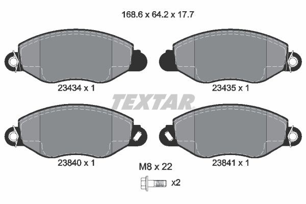 TEXTAR Brake discs and pads set Article number: 89006600 cheaply