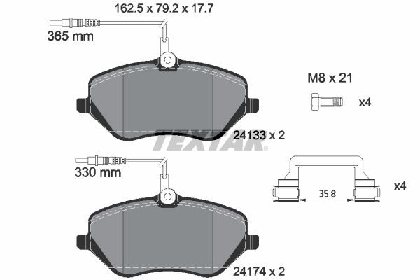 TEXTAR Brake discs and pads set Article number: 89008600 cheaply