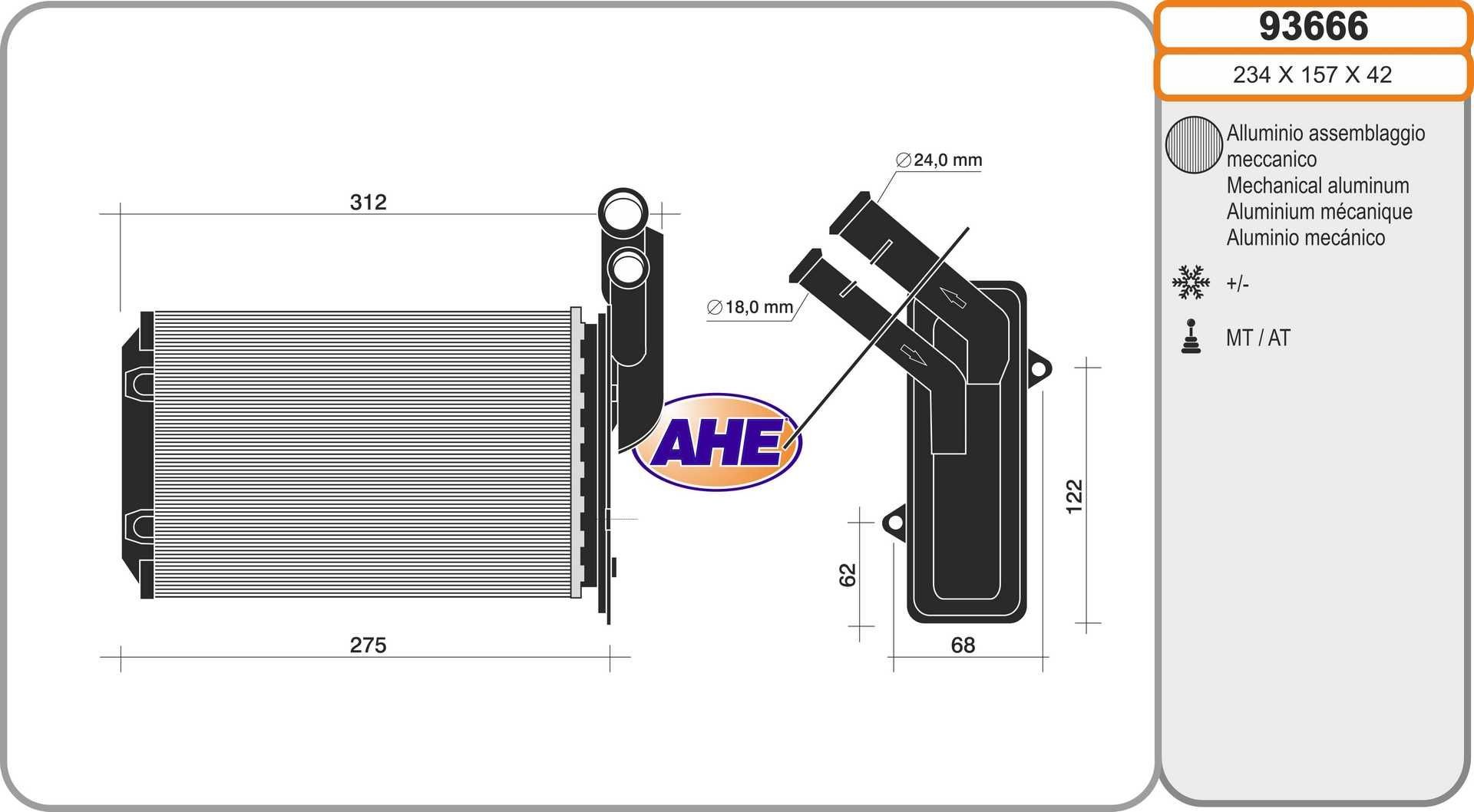 AHE Heater matrix Article number: 93666 cheaply