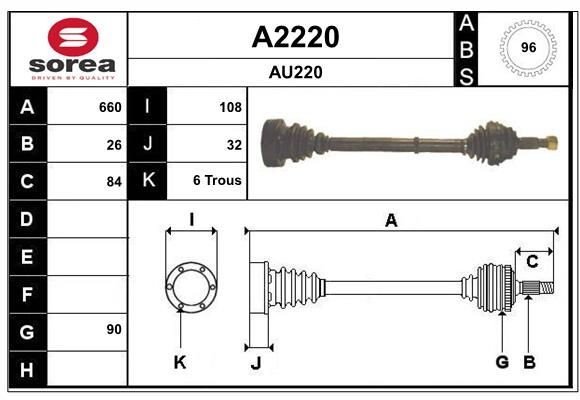 SNRA Drive shaft Article number: A2220 cheaply