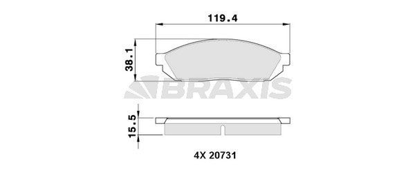 BRAXIS Brake pad set Article number: AA0348 cheaply