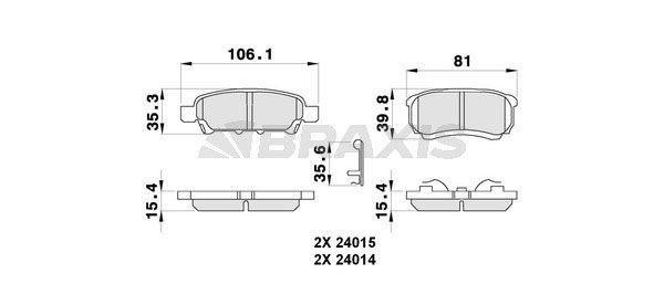 BRAXIS Brake pad set Article number: AB0279 cheaply