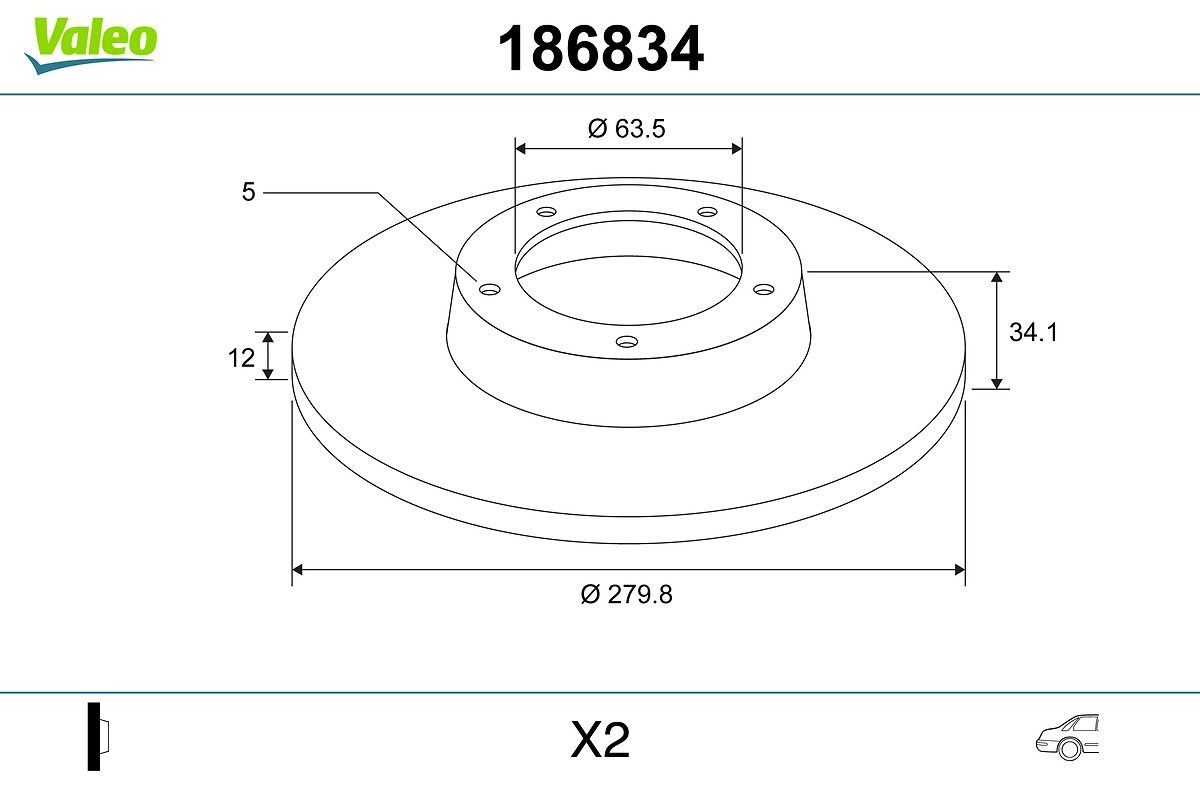 VALEO Brake disc Article number: 186834 cheaply