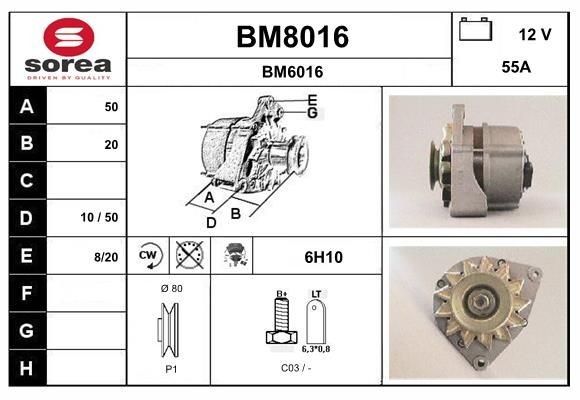 SNRA Alternator Article number: BM8016 cheaply