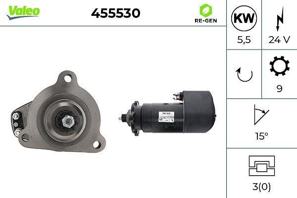 VALEO Starter motor REMANUFACTURED PREMIUM Article number: 455530 cheaply