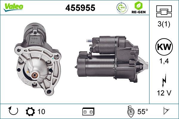 VALEO Starter motor REMANUFACTURED PREMIUM Article number: 455955 cheaply