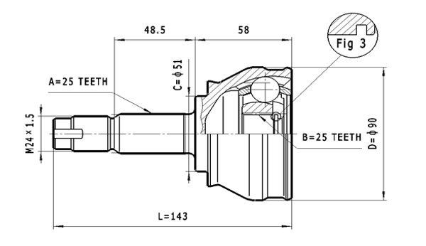 STATIM Joint kit, drive shaft Article number: C.147 cheaply