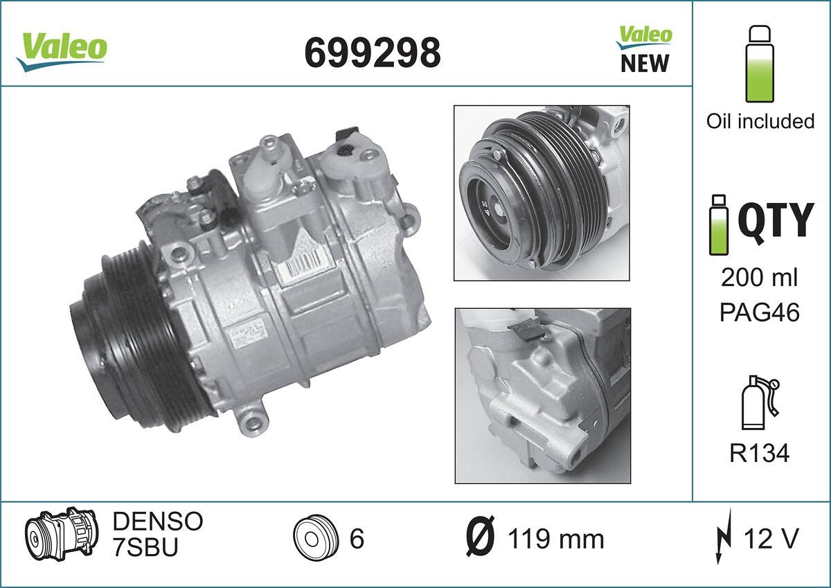 VALEO Air conditioning compressor NEW ORIGINAL PART Article number: 699298 cheaply