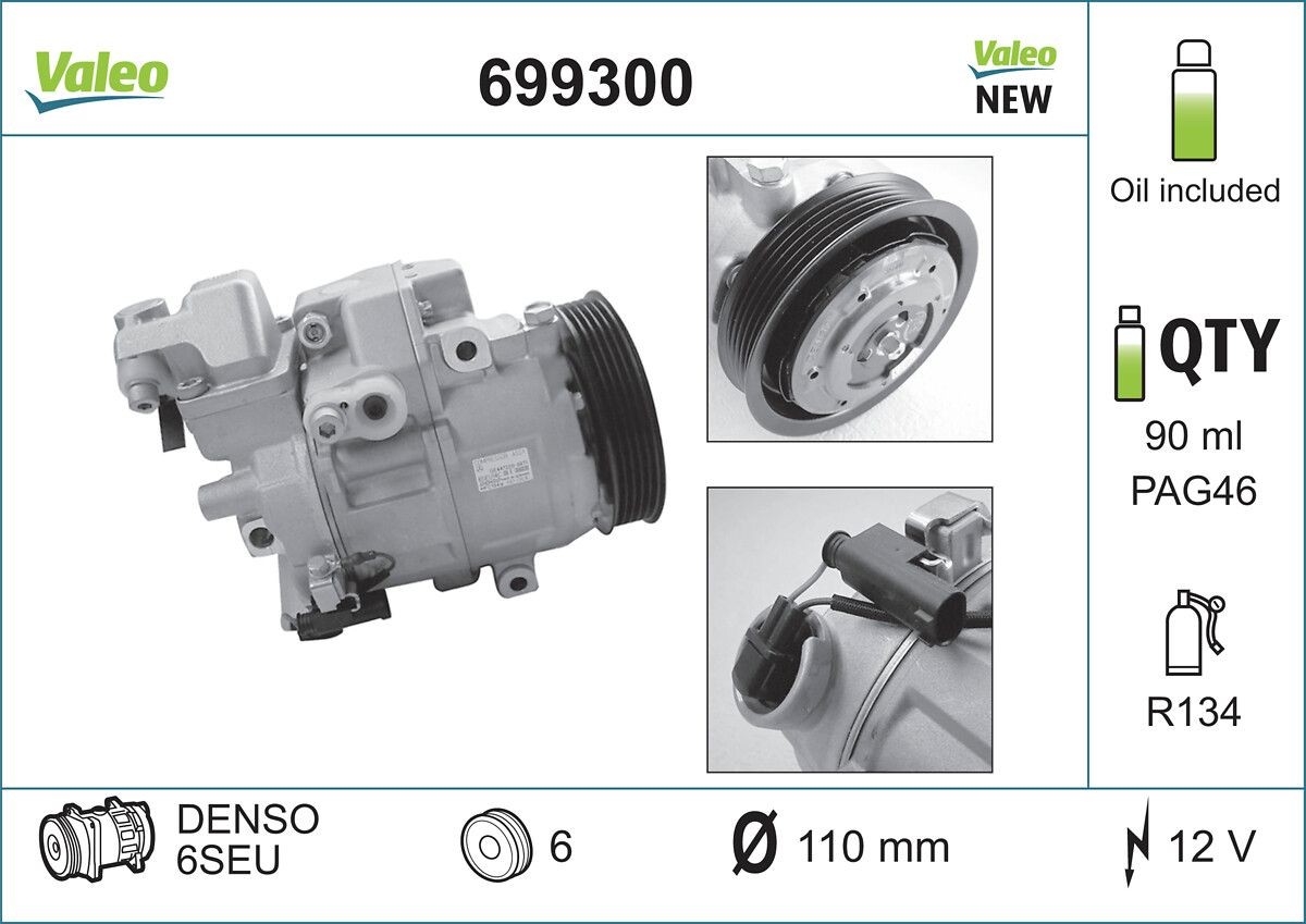 VALEO Air conditioning compressor NEW ORIGINAL PART Article number: 699300 cheaply