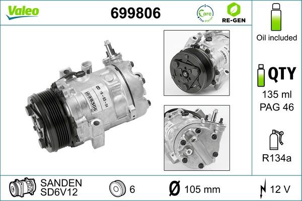 VALEO Kliimakompressor REMANUFACTURED Artikli number: 699806 soodsalt