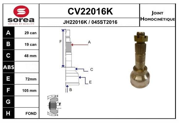 EAI Joint kit, drive shaft Article number: CV22016K cheaply