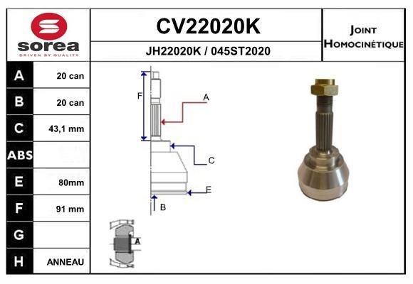 EAI Joint kit, drive shaft Article number: CV22020K cheaply