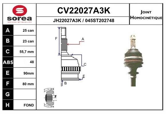 EAI Joint kit, drive shaft Article number: CV22027A3K cheaply