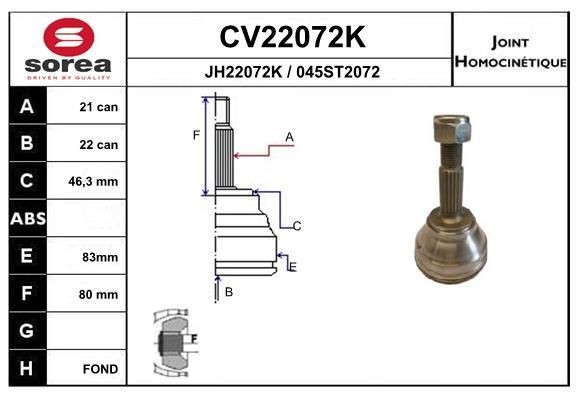 EAI Joint kit, drive shaft Article number: CV22072K cheaply