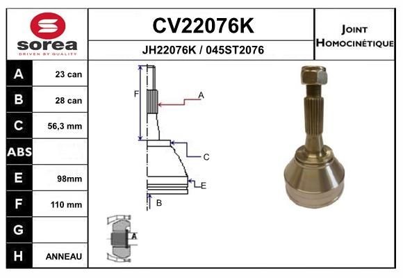 EAI Joint kit, drive shaft Article number: CV22076K cheaply