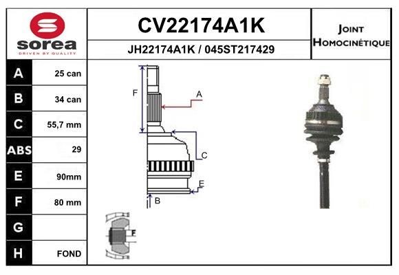 EAI Joint kit, drive shaft Article number: CV22174A1K cheaply