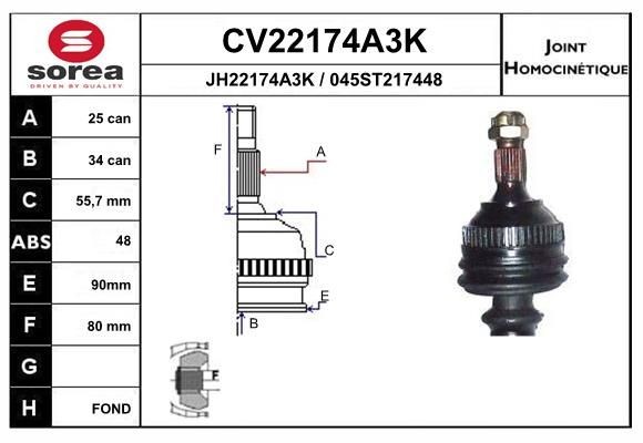 EAI Joint kit, drive shaft Article number: CV22174A3K cheaply