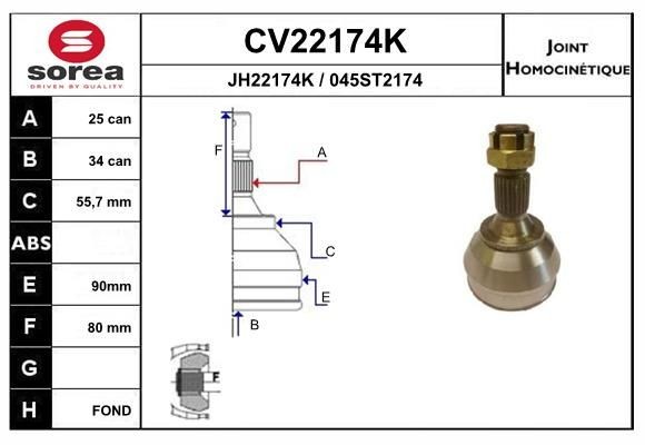 EAI Joint kit, drive shaft Article number: CV22174K cheaply