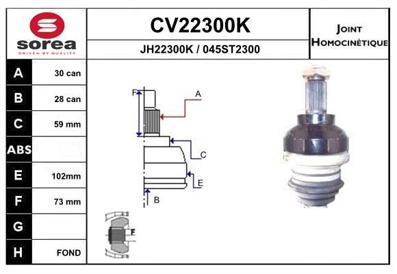 EAI Joint kit, drive shaft Article number: CV22300K cheaply