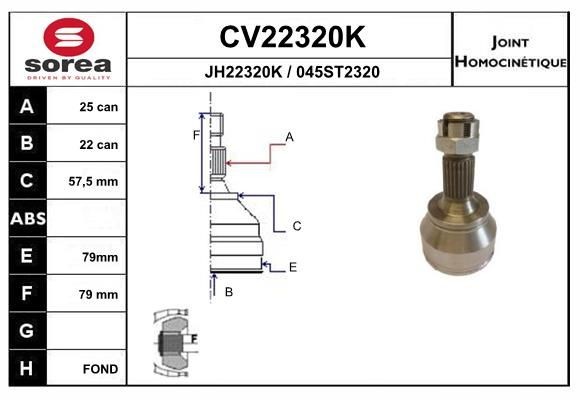 EAI Joint kit, drive shaft Article number: CV22320K cheaply