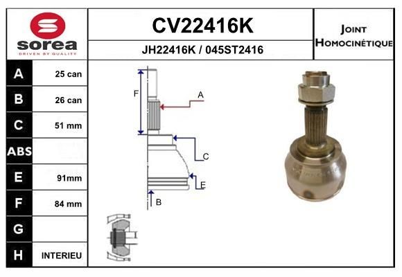 EAI Joint kit, drive shaft Article number: CV22416K cheaply