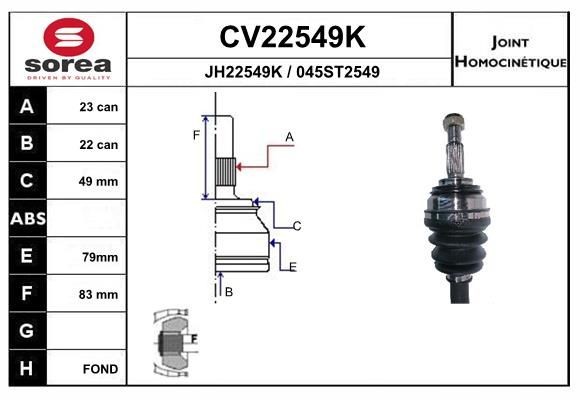 EAI Joint kit, drive shaft Article number: CV22549K cheaply