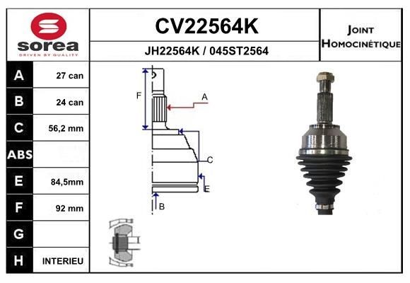 EAI Joint kit, drive shaft Article number: CV22564K cheaply