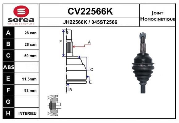 EAI Joint kit, drive shaft Article number: CV22566K cheaply