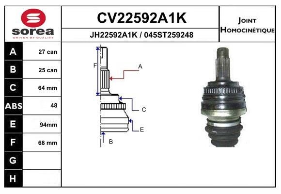 EAI Joint kit, drive shaft Article number: CV22592A1K cheaply
