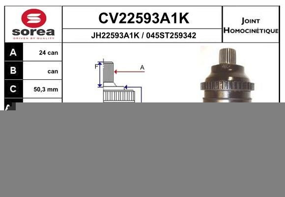EAI Joint kit, drive shaft Article number: CV22593A1K cheaply