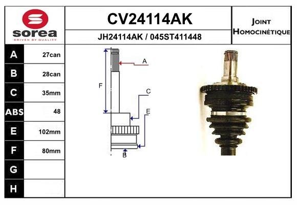EAI Joint kit, drive shaft Article number: CV24114AK cheaply