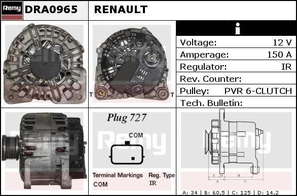 DELCO REMY Generator Varenummer: DRA0965 billige