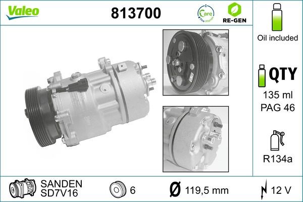 VALEO Air conditioning compressor Article number: 813700 cheaply