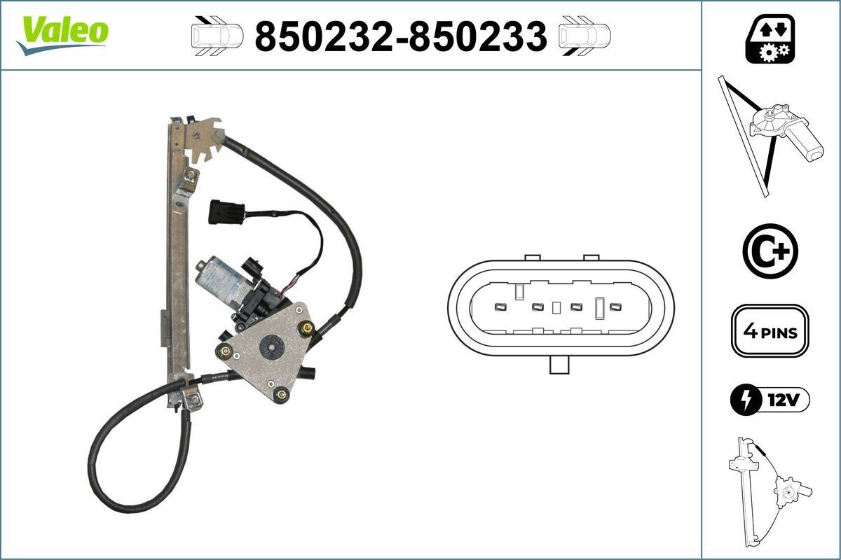 VALEO Window regulator Article number: 850232 cheaply