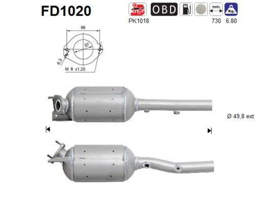 AS Diesel particulate filter Article number: FD1020 cheaply