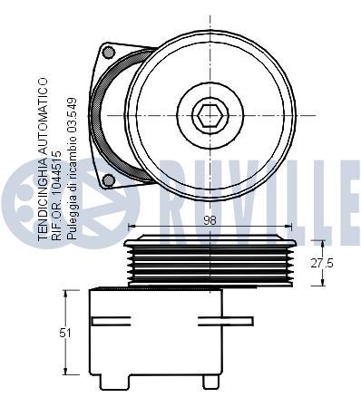 RUVILLE Tensioner Lever, v-ribbed belt Article number: 55066 cheaply