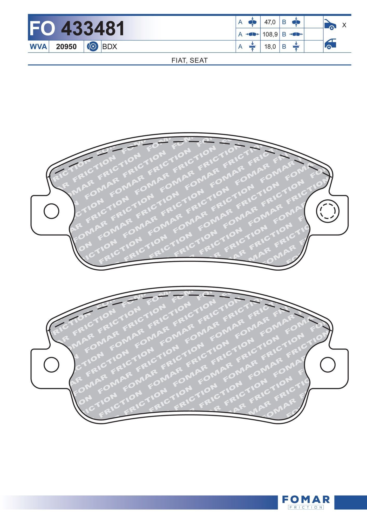 FOMAR Friction Brake pad set Article number: FO 433481 cheaply