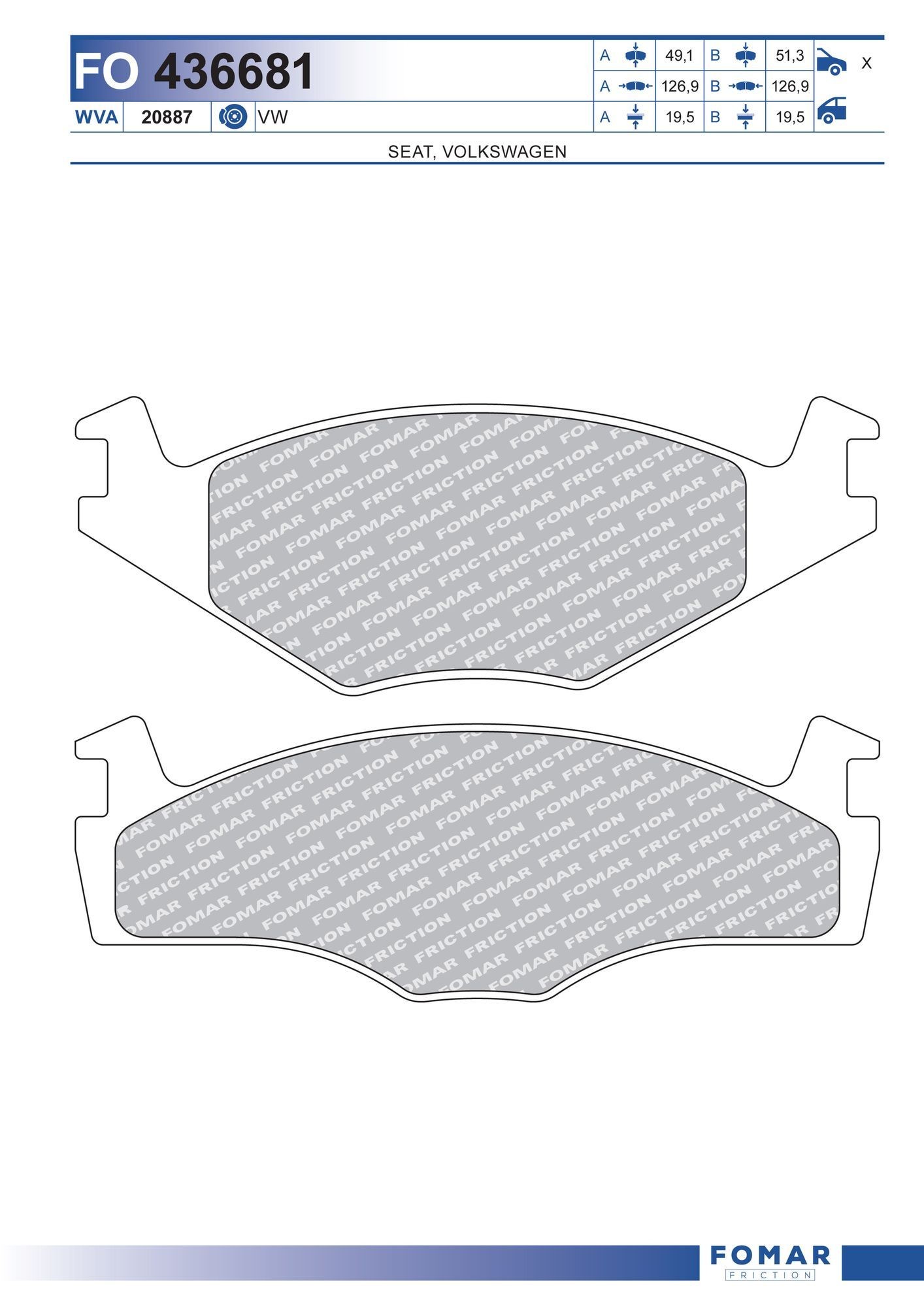 FOMAR Friction Brake pad set Article number: FO 436681 cheaply