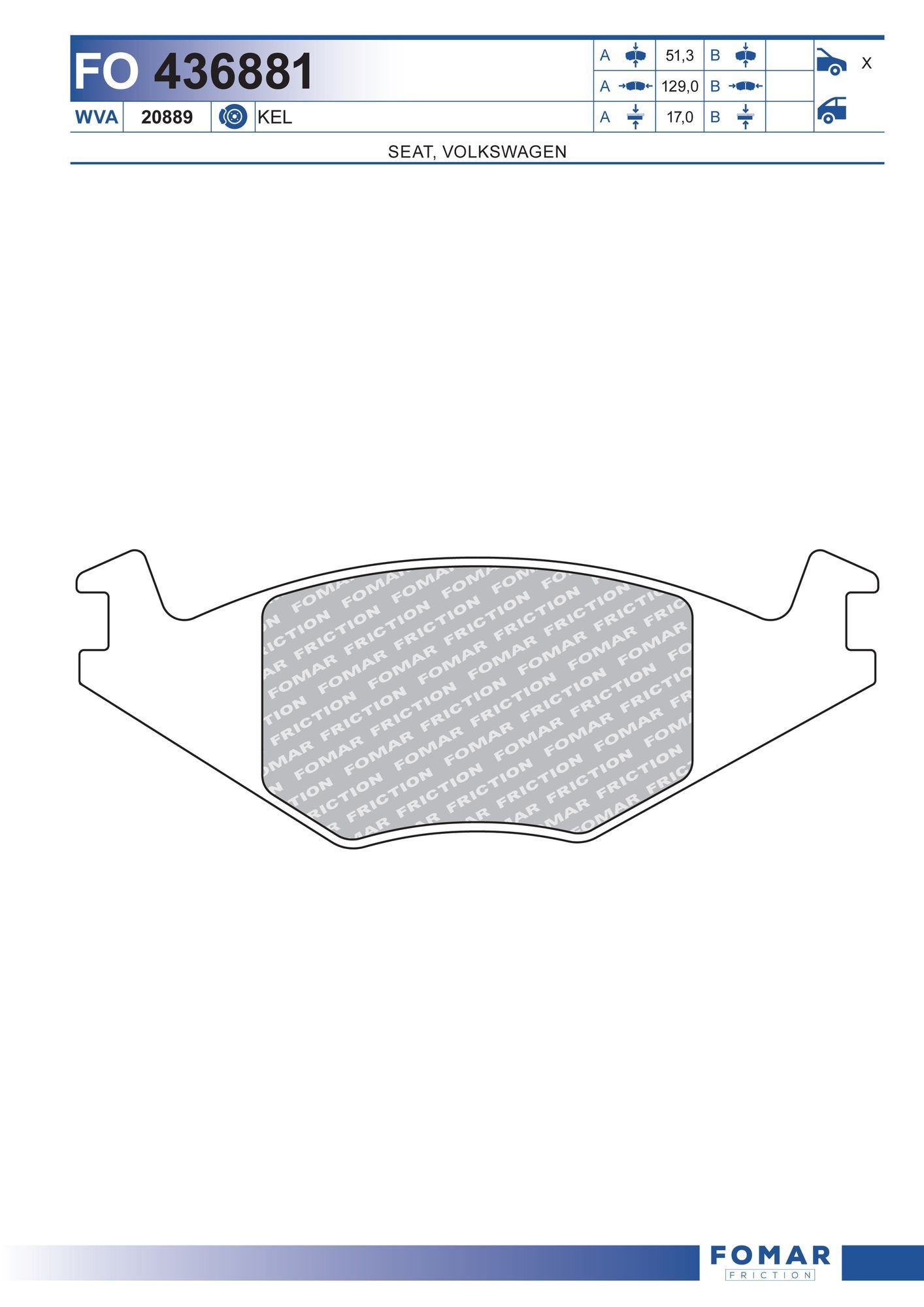 FOMAR Friction Brake pad set Article number: FO 436881 cheaply