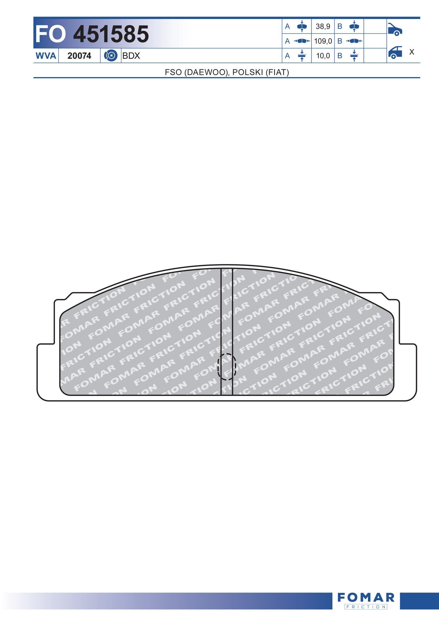 FOMAR Friction Brake pad set Article number: FO 451585 cheaply