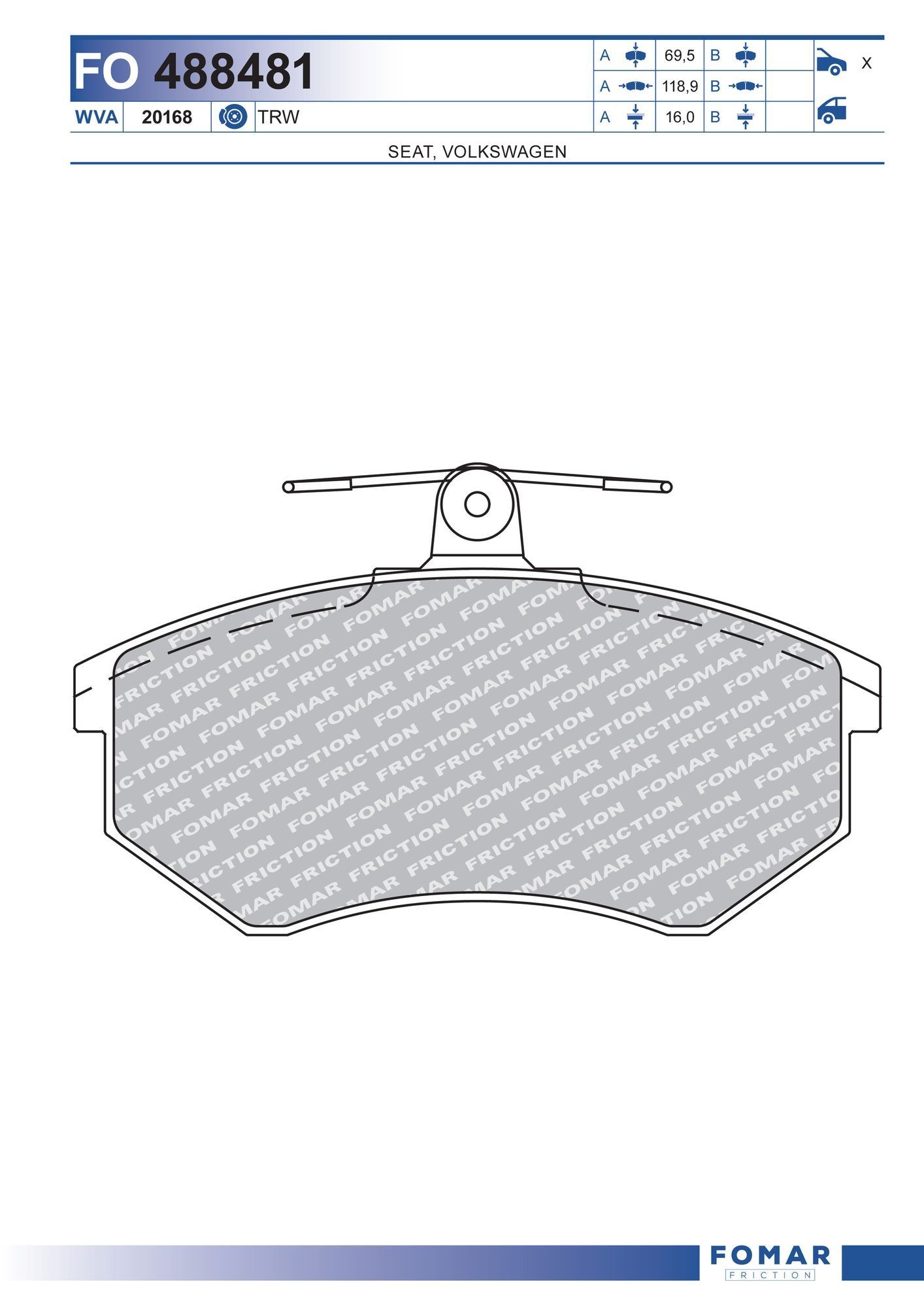 FOMAR Friction Brake pad set Article number: FO 488481 cheaply