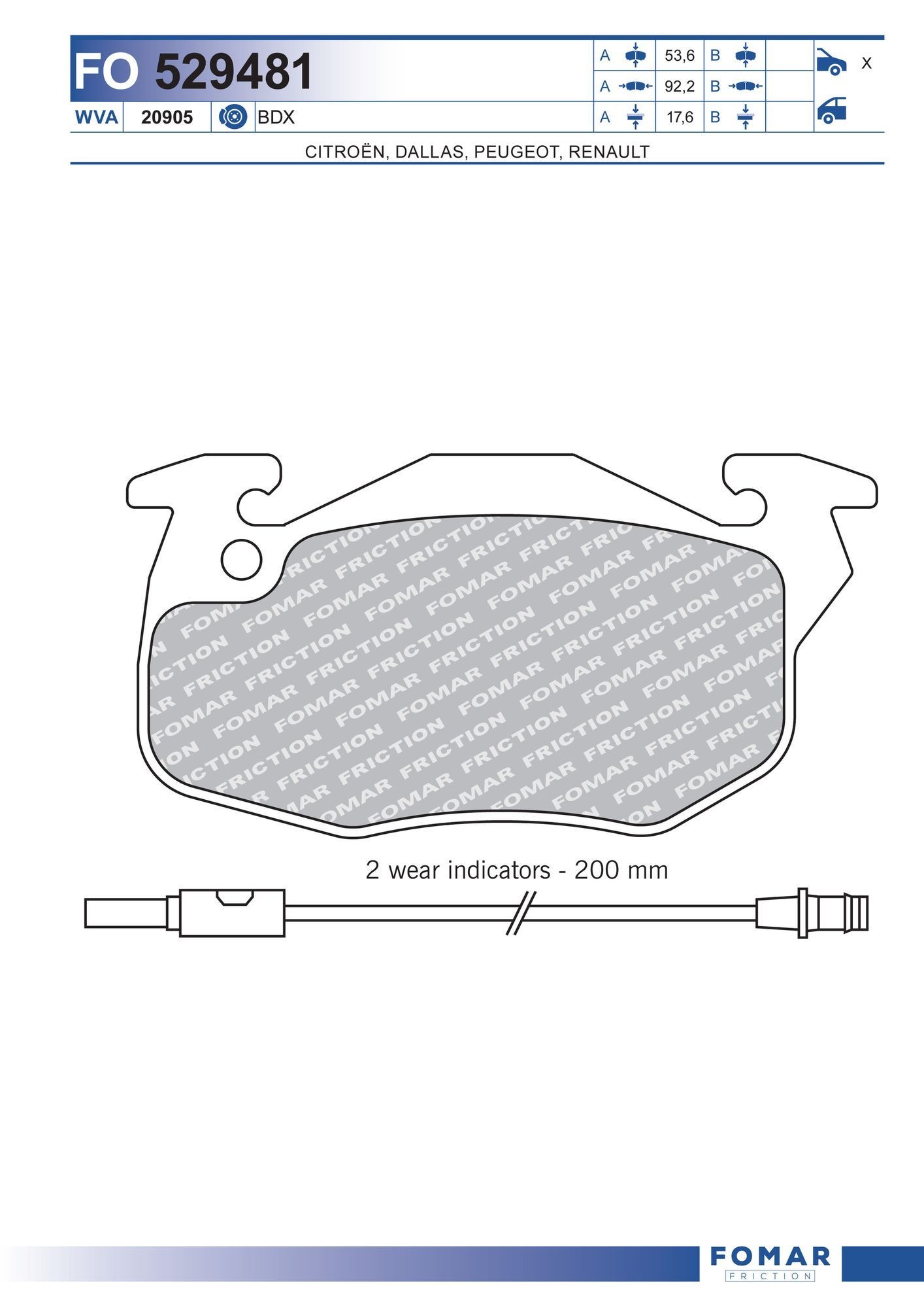 FOMAR Friction Brake pad set Article number: FO 529481 cheaply