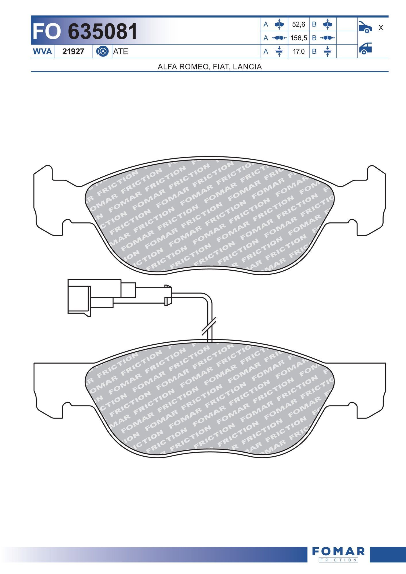 FOMAR Friction Piduriklotsid Artikli number: FO 635081 soodsalt