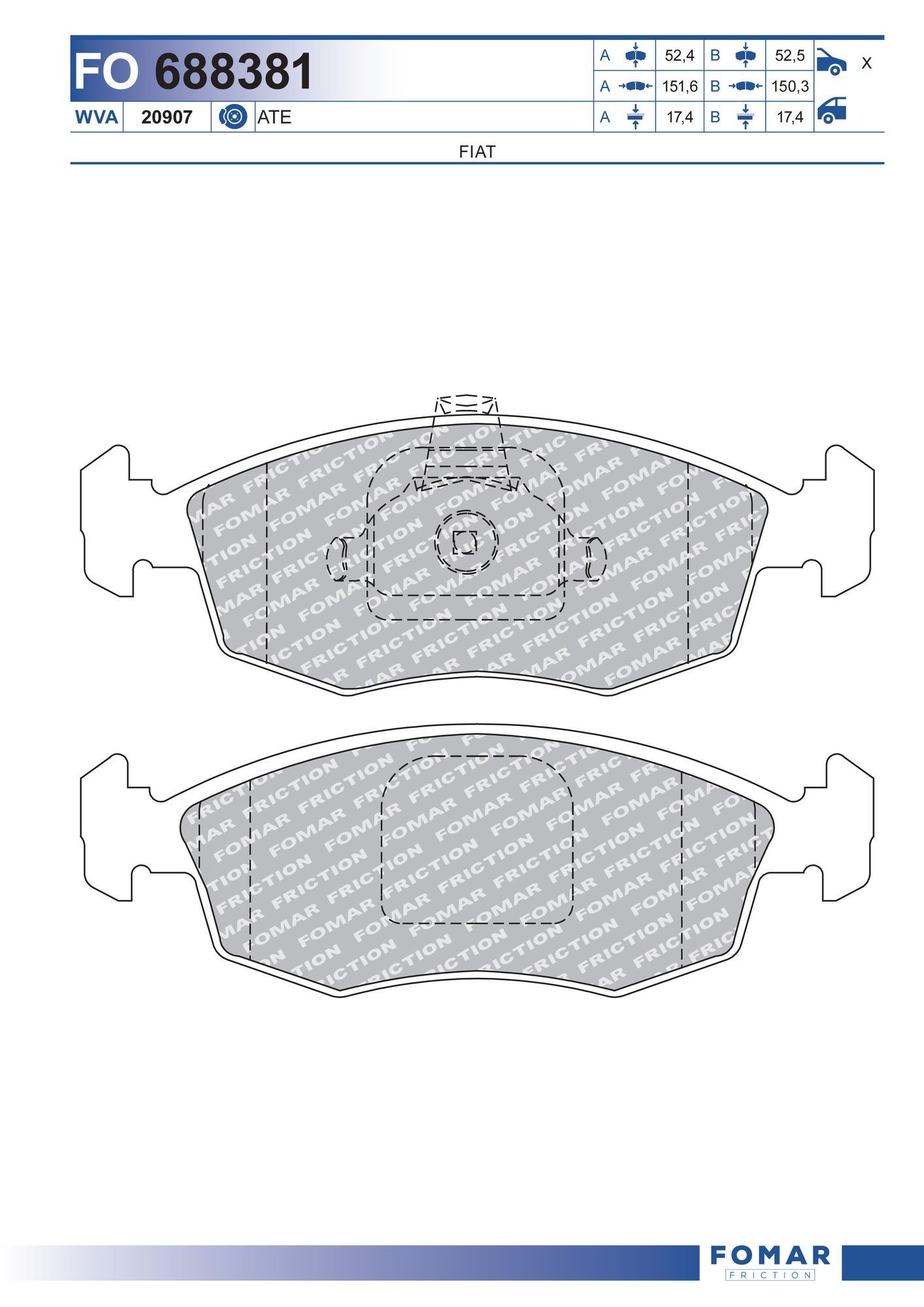 FOMAR Friction Brake pad set Article number: FO 688381 cheaply